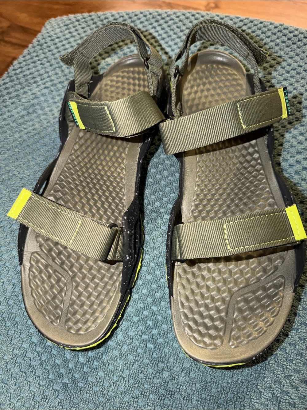 Merrell Brown and Yellow Kids Adjustable Strap Sandals